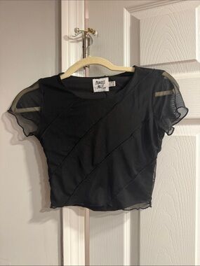 Princess Polly Black Sheer Diagonal Seam Crop Top